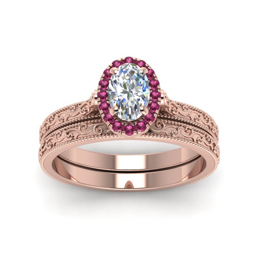 hand-engraved-oval-shaped-halo-diamond-wedding-ring-set-with-pink-sapphire-in-rose-gold-FD8588OVGSADRPIANGLE5-NL-RG_68b68c19-5670-42f4-9d19-5d9d90c971c7?v=1757665361