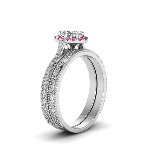 hand-engraved-oval-shaped-halo-diamond-wedding-ring-set-with-pink-sapphire-in-white-gold-FD8588OVGSADRPIANGLE2-NL-WG?v=1757665222