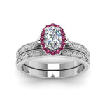 Load image into Gallery viewer, hand-engraved-oval-shaped-halo-diamond-wedding-ring-set-with-pink-sapphire-in-white-gold-FD8588OVGSADRPIANGLE5-NL-WG_33e66f16-fa5f-46d4-9566-aa08fcc8efb8?v=1757665361
