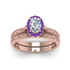 Load image into Gallery viewer, hand-engraved-oval-shaped-halo-diamond-wedding-ring-set-with-purple-topaz-in-rose-gold-FD8588OVGVITOANGLE5-NL-RG_460e3138-c752-4662-a826-f40b9d76997f?v=1757665361