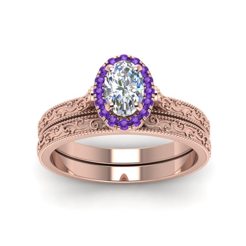 hand-engraved-oval-shaped-halo-diamond-wedding-ring-set-with-purple-topaz-in-rose-gold-FD8588OVGVITOANGLE5-NL-RG?v=1757665223