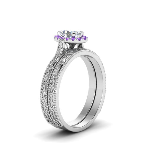 hand-engraved-oval-shaped-halo-diamond-wedding-ring-set-with-purple-topaz-in-white-gold-FD8588OVGVITOANGLE2-NL-WG?v=1757665222