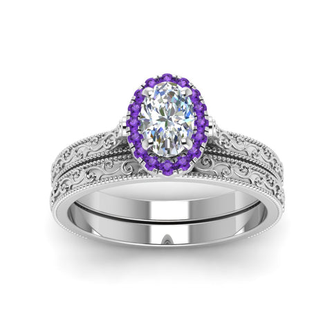 hand-engraved-oval-shaped-halo-diamond-wedding-ring-set-with-purple-topaz-in-white-gold-FD8588OVGVITOANGLE5-NL-WG?v=1757665222