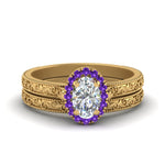 Load image into Gallery viewer, hand-engraved-oval-shaped-halo-diamond-wedding-ring-set-with-purple-topaz-in-yellow-gold-FD8588OVGVITO-NL-YG_8ba969b3-2087-44b5-9ac9-9bac153ea8b3?v=1757665362
