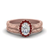 Load image into Gallery viewer, hand-engraved-oval-shaped-halo-diamond-wedding-ring-set-with-ruby-in-rose-gold-FD8588OVGRUDR-NL-RG_91710cdf-fe05-4815-a17c-06e39a82d32b?v=1757665361