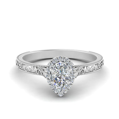 Milgrain Vintage Ring With Halo