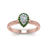 Load image into Gallery viewer, hand-engraved-pear-shaped-halo-diamond-engagement-ring-with-emerald-in-rose-gold-FD8588PERGEMGRANGLE5-NL-RG_33b8288a-f0ef-4597-85af-e68168d644a6?v=1757588543
