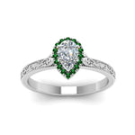 Load image into Gallery viewer, hand-engraved-pear-shaped-halo-diamond-engagement-ring-with-emerald-in-white-gold-FD8588PERGEMGRANGLE5-NL-WG_cfcc158d-4412-430c-98fc-da7746da0e34?v=1757588544
