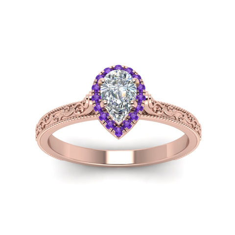 hand-engraved-pear-shaped-halo-diamond-engagement-ring-with-purple-topaz-in-rose-gold-FD8588PERGVITOANGLE5-NL-RG?v=1757588412
