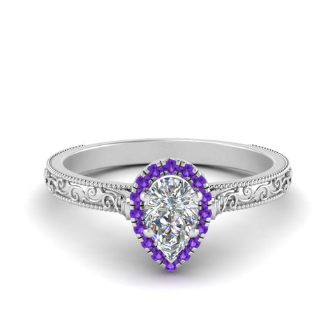 hand-engraved-pear-shaped-halo-diamond-engagement-ring-with-purple-topaz-in-white-gold-FD8588PERGVITO-NL-WG?v=1757588412