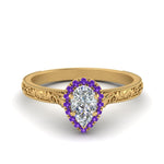 Load image into Gallery viewer, hand-engraved-pear-shaped-halo-diamond-engagement-ring-with-purple-topaz-in-yellow-gold-FD8588PERGVITO-NL-YG_062659ce-fe00-40f5-8a1e-7cb7277f23e3?v=1757588544
