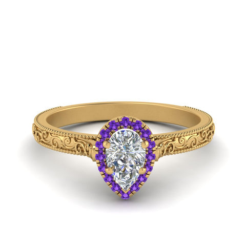 hand-engraved-pear-shaped-halo-diamond-engagement-ring-with-purple-topaz-in-yellow-gold-FD8588PERGVITO-NL-YG?v=1757588409
