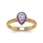 Load image into Gallery viewer, hand-engraved-pear-shaped-halo-diamond-engagement-ring-with-purple-topaz-in-yellow-gold-FD8588PERGVITOANGLE5-NL-YG_c10800c9-5fe7-4fdd-8b6f-1352636ba736?v=1757588544

