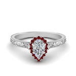 Load image into Gallery viewer, hand-engraved-pear-shaped-halo-diamond-engagement-ring-with-ruby-in-white-gold-FD8588PERGRUDR-NL-WG_4982ec75-784e-460f-853a-d89295543921?v=1757588544
