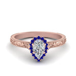 Load image into Gallery viewer, hand-engraved-pear-shaped-halo-diamond-engagement-ring-with-sapphire-in-rose-gold-FD8588PERGSABL-NL-RG_16471927-eb1f-48fa-9ebf-077564a6a531?v=1757588543
