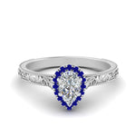 Load image into Gallery viewer, hand-engraved-pear-shaped-halo-diamond-engagement-ring-with-sapphire-in-white-gold-FD8588PERGSABL-NL-WG_f61f4cfb-e9f7-4534-a6c1-8465a830c358?v=1757588543
