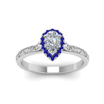 Load image into Gallery viewer, hand-engraved-pear-shaped-halo-diamond-engagement-ring-with-sapphire-in-white-gold-FD8588PERGSABLANGLE5-NL-WG_0ea7c520-1d50-4b4f-8783-188fc2142973?v=1757588543
