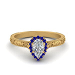 Load image into Gallery viewer, hand-engraved-pear-shaped-halo-diamond-engagement-ring-with-sapphire-in-yellow-gold-FD8588PERGSABL-NL-YG_f428472b-d142-483e-a6ed-fb8a94e9abeb?v=1757588542
