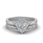 Load image into Gallery viewer, hand-engraved-pear-shaped-halo-diamond-wedding-ring-set-in-white-gold-FD8588PE-NL-WG?v=1757665239
