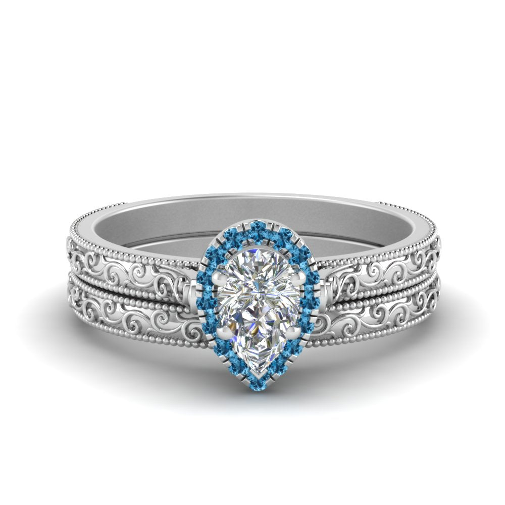 hand-engraved-pear-shaped-halo-diamond-wedding-ring-set-with-blue-topaz-in-white-gold-FD8588PEGICBLTO-NL-WG?v=1757665239