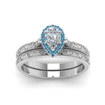 Load image into Gallery viewer, hand-engraved-pear-shaped-halo-diamond-wedding-ring-set-with-blue-topaz-in-white-gold-FD8588PEGICBLTOANGLE5-NL-WG?v=1757665240
