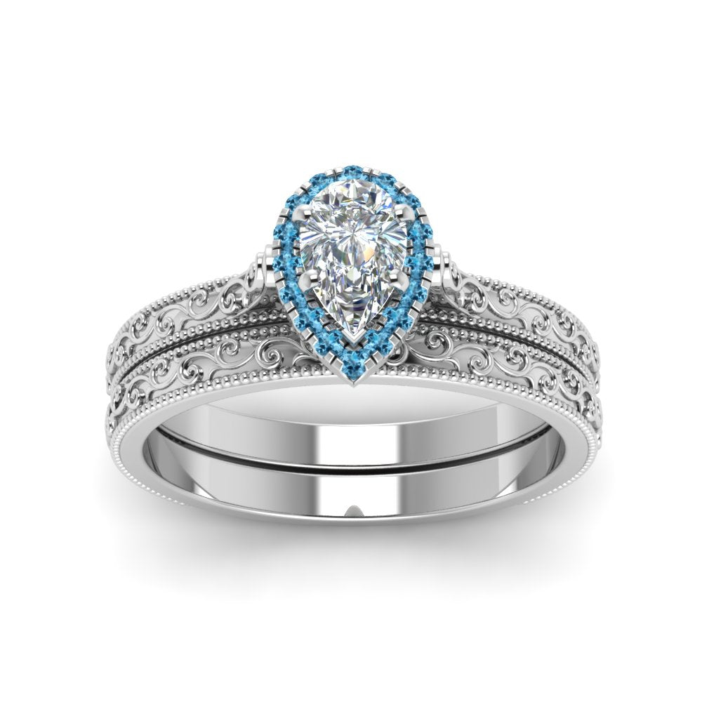 hand-engraved-pear-shaped-halo-diamond-wedding-ring-set-with-blue-topaz-in-white-gold-FD8588PEGICBLTOANGLE5-NL-WG?v=1757665240