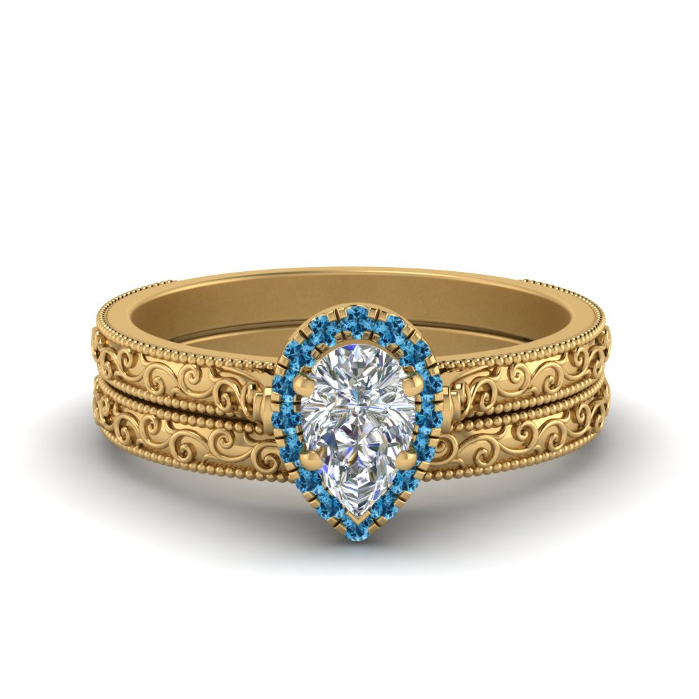 hand-engraved-pear-shaped-halo-diamond-wedding-ring-set-with-blue-topaz-in-yellow-gold-FD8588PEGICBLTO-NL-YG?v=1757665239