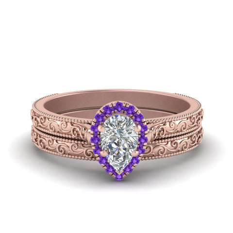 hand-engraved-pear-shaped-halo-diamond-wedding-ring-set-with-purple-topaz-in-rose-gold-FD8588PEGVITO-NL-RG_a6e19e3e-baa8-44aa-a11b-7d177646df1e?v=1757665373