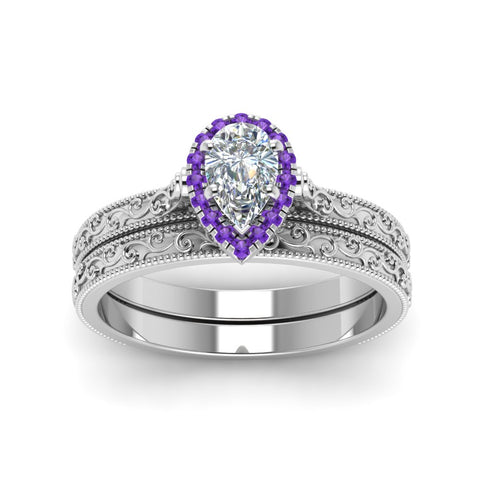 hand-engraved-pear-shaped-halo-diamond-wedding-ring-set-with-purple-topaz-in-white-gold-FD8588PEGVITOANGLE5-NL-WG_5efb2da7-dd4e-4346-b799-9ddf47fee8da?v=1757665373