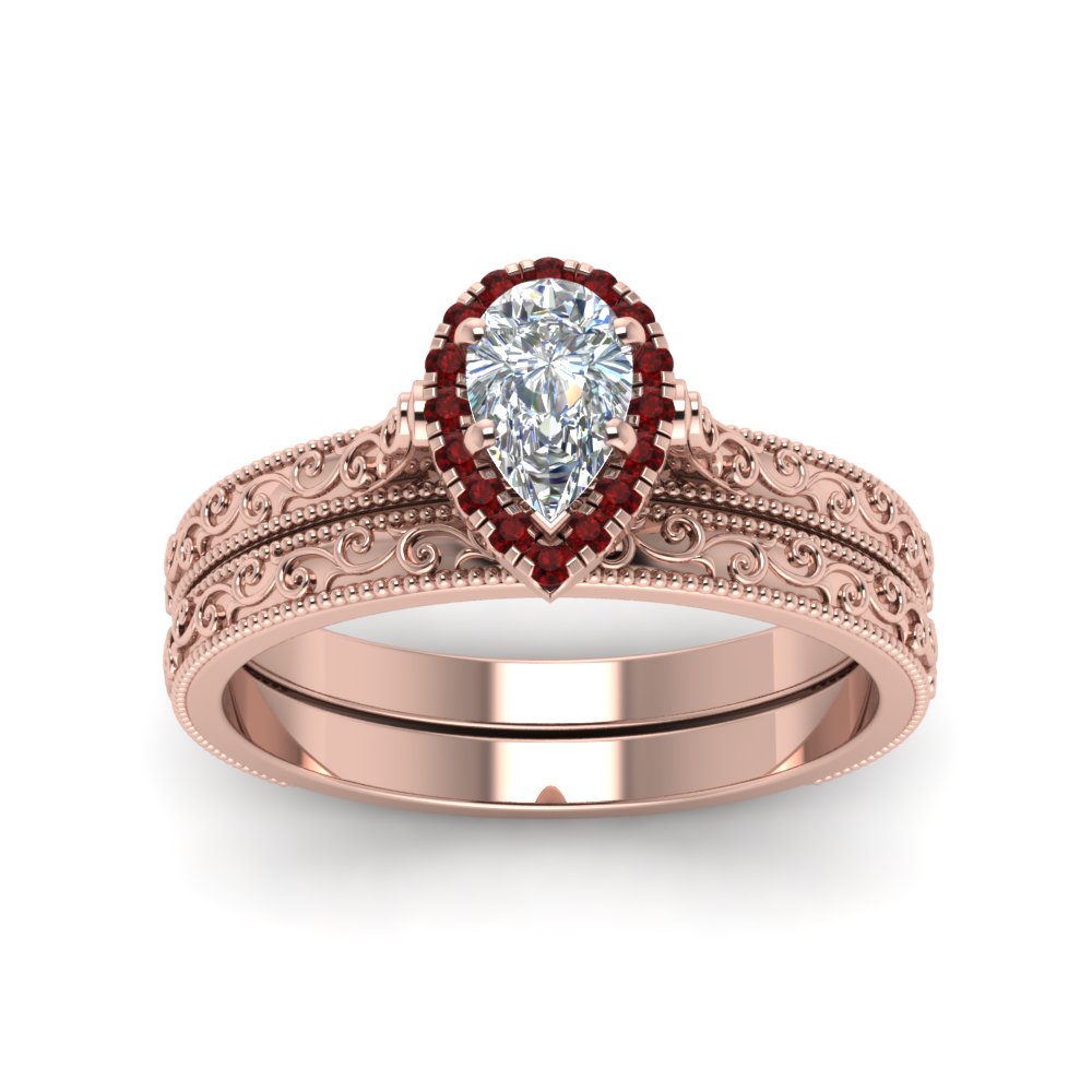hand-engraved-pear-shaped-halo-diamond-wedding-ring-set-with-ruby-in-rose-gold-FD8588PEGRUDRANGLE5-NL-RG?v=1757665240