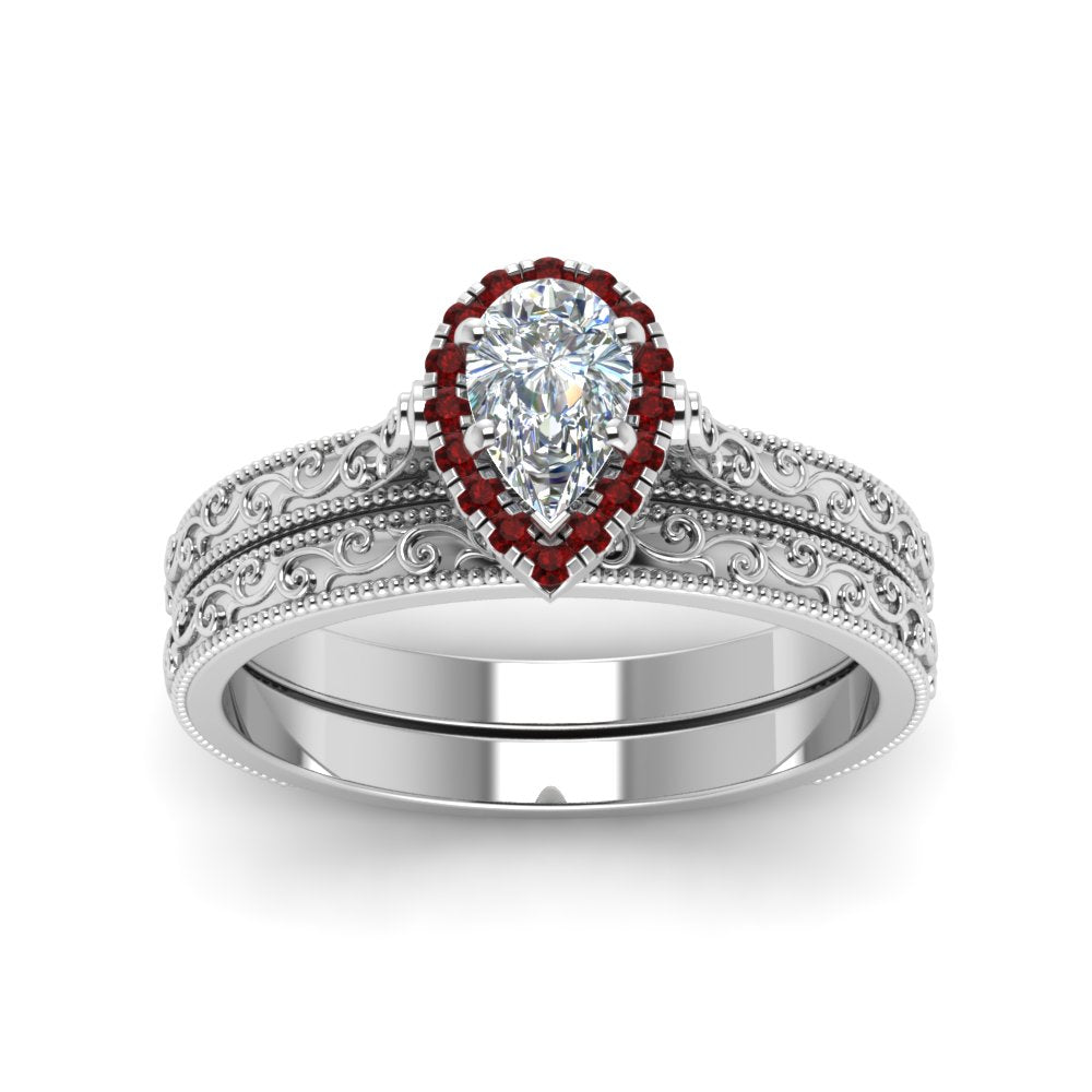 hand-engraved-pear-shaped-halo-diamond-wedding-ring-set-with-ruby-in-white-gold-FD8588PEGRUDRANGLE5-NL-WG?v=1757665239