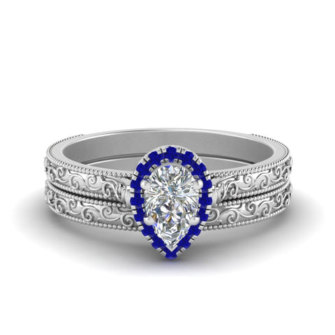 hand-engraved-pear-shaped-halo-diamond-wedding-ring-set-with-sapphire-in-white-gold-FD8588PEGSABL-NL-WG?v=1757665239