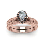 Load image into Gallery viewer, hand-engraved-pear-shaped-halo-wedding-ring-set-with-black-diamond-in-rose-gold-FD8588PEGBLACKANGLE5-NL-RG?v=1757665240
