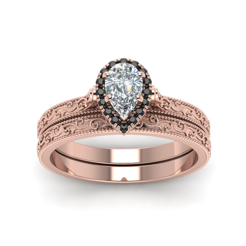 hand-engraved-pear-shaped-halo-wedding-ring-set-with-black-diamond-in-rose-gold-FD8588PEGBLACKANGLE5-NL-RG?v=1757665240
