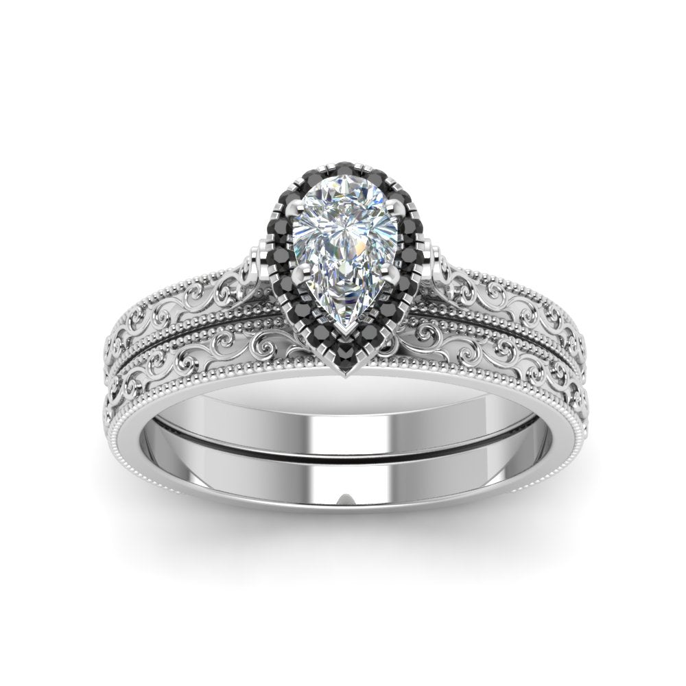 hand-engraved-pear-shaped-halo-wedding-ring-set-with-black-diamond-in-white-gold-FD8588PEGBLACKANGLE5-NL-WG?v=1757665239