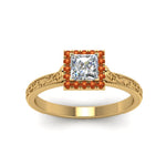 Load image into Gallery viewer, hand-engraved-princess-cut-halo-diamond-engagement-ring-with-orange-sapphire-in-yellow-gold-FD8588PRRGSAORANGLE5-NL-YG_14256a8a-201e-4703-97eb-a995331be9d2?v=1757589506

