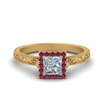 Load image into Gallery viewer, hand-engraved-princess-cut-halo-diamond-engagement-ring-with-pink-sapphire-in-yellow-gold-FD8588PRRGSADRPI-NL-YG_dcce55e9-28cc-4cc1-83d6-3c899407654d?v=1757589506
