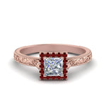 Load image into Gallery viewer, hand-engraved-princess-cut-halo-diamond-engagement-ring-with-ruby-in-rose-gold-FD8588PRRGRUDR-NL-RG_db997d62-2fee-4195-9329-10de4ce0117a?v=1757589545
