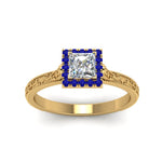 Load image into Gallery viewer, hand-engraved-princess-cut-halo-diamond-engagement-ring-with-sapphire-in-yellow-gold-FD8588PRRGSABLANGLE5-NL-YG_e120e661-0866-439a-b554-a56b6ac32742?v=1757589506
