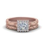Load image into Gallery viewer, hand-engraved-princess-cut-halo-diamond-wedding-ring-set-in-rose-gold-FD8588PR-NL-RG_806357fc-8342-4794-b8a8-42d3353e4e4f?v=1757665382
