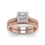 Load image into Gallery viewer, hand-engraved-princess-cut-halo-diamond-wedding-ring-set-in-rose-gold-FD8588PRANGLE5-NL-RG_7366a597-ca0c-4db2-b039-56aebd6b87a2?v=1757665382
