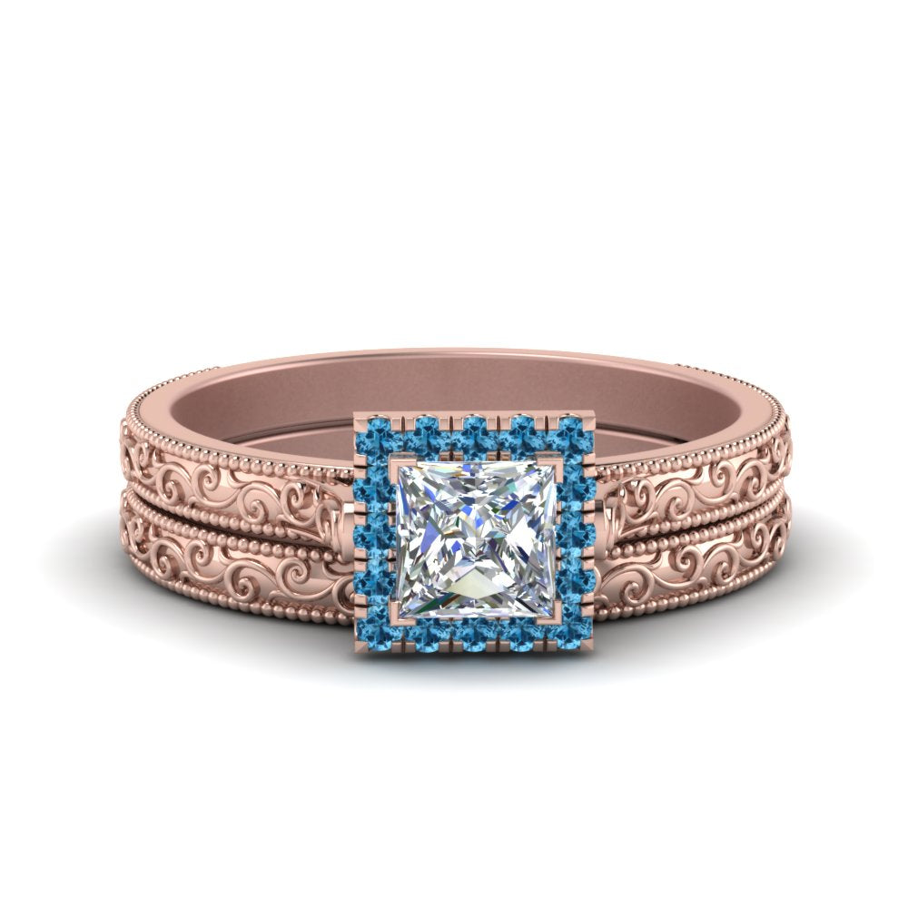 hand-engraved-princess-cut-halo-diamond-wedding-ring-set-with-blue-topaz-in-rose-gold-FD8588PRGICBLTO-NL-RG?v=1757665257