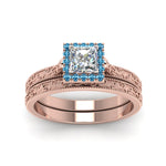 Load image into Gallery viewer, hand-engraved-princess-cut-halo-diamond-wedding-ring-set-with-blue-topaz-in-rose-gold-FD8588PRGICBLTOANGLE5-NL-RG_4b00ecd7-ffa8-4749-965c-e027c78aa576?v=1757665383
