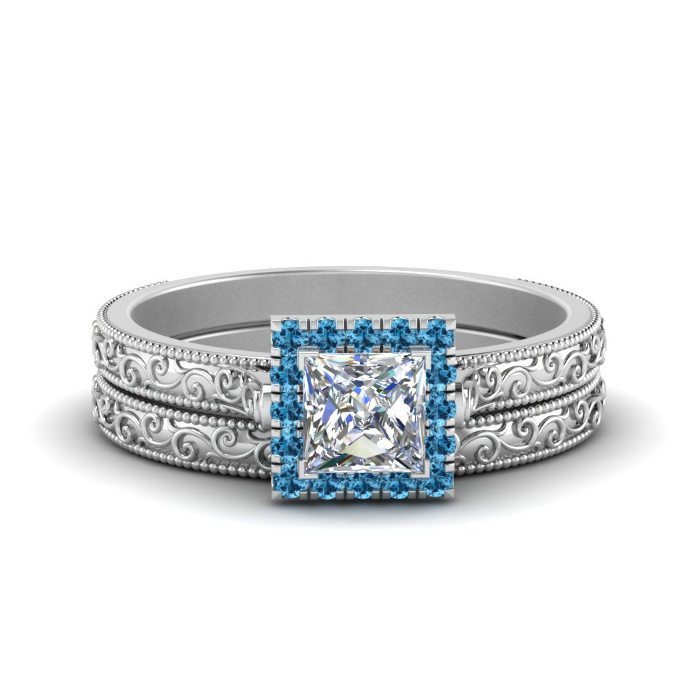 hand-engraved-princess-cut-halo-diamond-wedding-ring-set-with-blue-topaz-in-white-gold-FD8588PRGICBLTO-NL-WG?v=1757665257