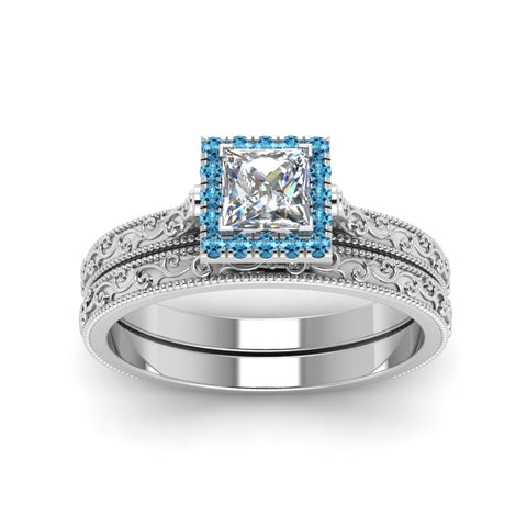 hand-engraved-princess-cut-halo-diamond-wedding-ring-set-with-blue-topaz-in-white-gold-FD8588PRGICBLTOANGLE5-NL-WG?v=1757665257