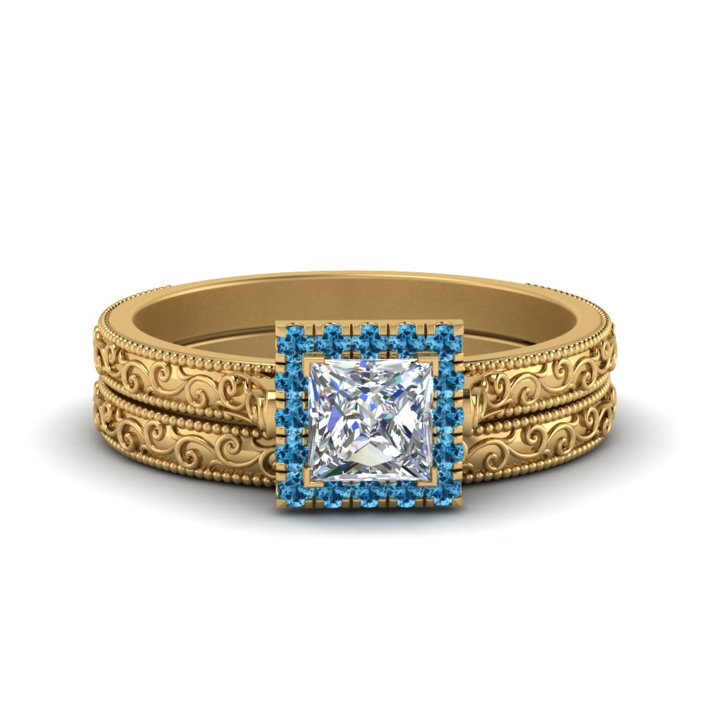 hand-engraved-princess-cut-halo-diamond-wedding-ring-set-with-blue-topaz-in-yellow-gold-FD8588PRGICBLTO-NL-YG?v=1757665257