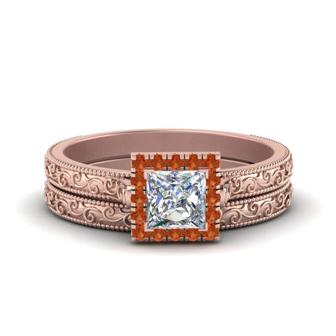 hand-engraved-princess-cut-halo-diamond-wedding-ring-set-with-orange-sapphire-in-rose-gold-FD8588PRGSAOR-NL-RG_9a3c15fe-f363-4366-9edc-c15f36bd4b68?v=1757665383