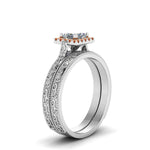 Load image into Gallery viewer, hand-engraved-princess-cut-halo-diamond-wedding-ring-set-with-orange-sapphire-in-white-gold-FD8588PRGSAORANGLE2-NL-WG?v=1757665257
