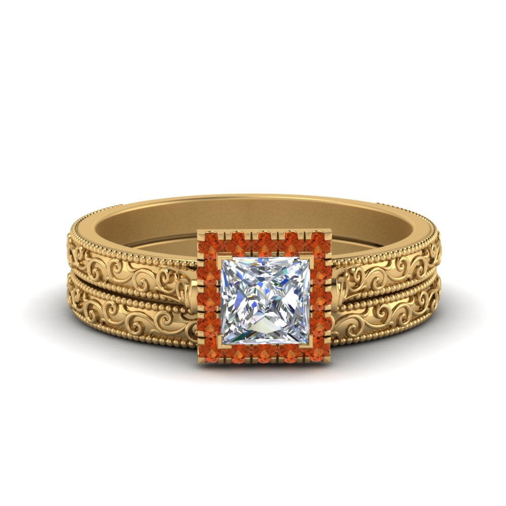 hand-engraved-princess-cut-halo-diamond-wedding-ring-set-with-orange-sapphire-in-yellow-gold-FD8588PRGSAOR-NL-YG_38bdf83b-3f54-4ce1-89bd-e3573af3f9a1?v=1757665383
