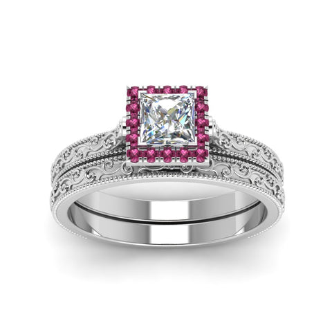 hand-engraved-princess-cut-halo-diamond-wedding-ring-set-with-pink-sapphire-in-white-gold-FD8588PRGSADRPIANGLE5-NL-WG_e282a103-6e39-4546-8ef8-32c158f77de1?v=1757665382